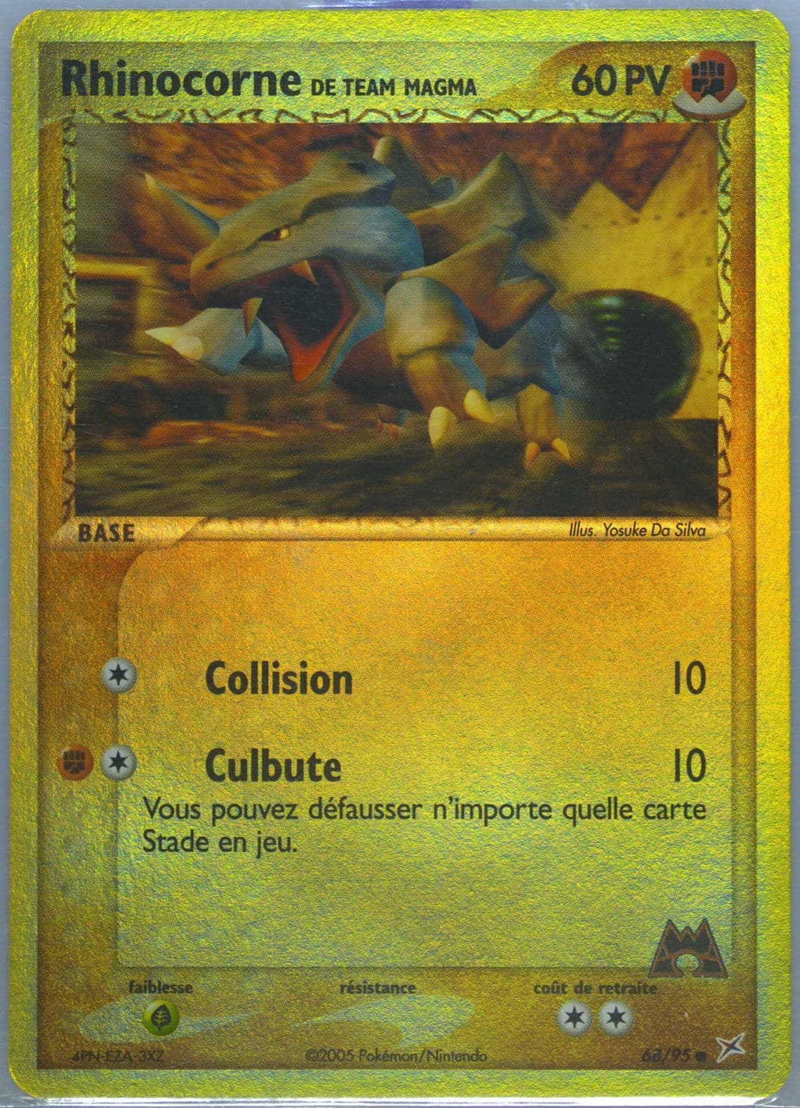 Rhinocorne de Team Magma-Reverse Foil (68) 2005 Pokemon French EX Team Magma VS Team Aqua