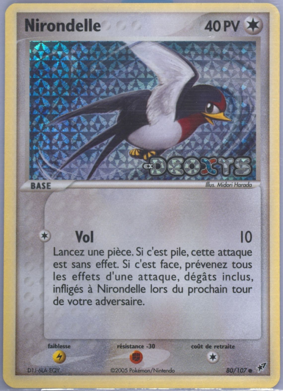 Nirondelle-Reverse Foil French (80) 2005 Pokemon EX Deoxys