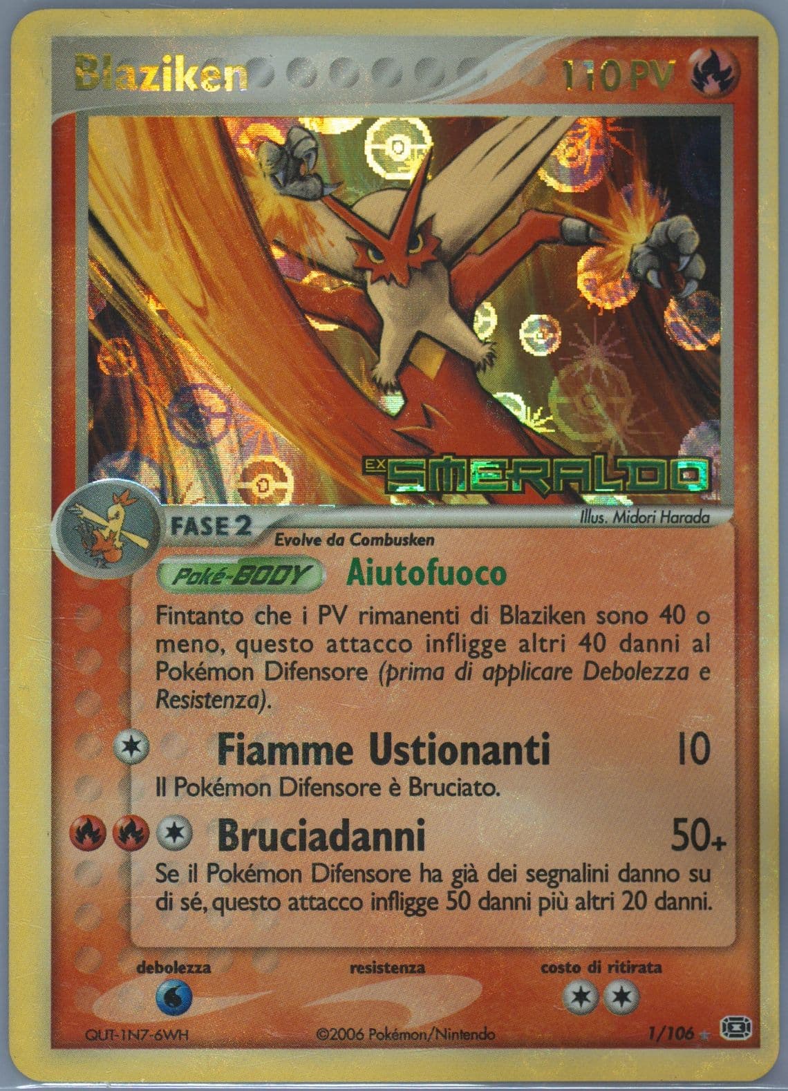 Blaziken-Reverse Foil Italian (1) 2005 Pokemon EX Emerald