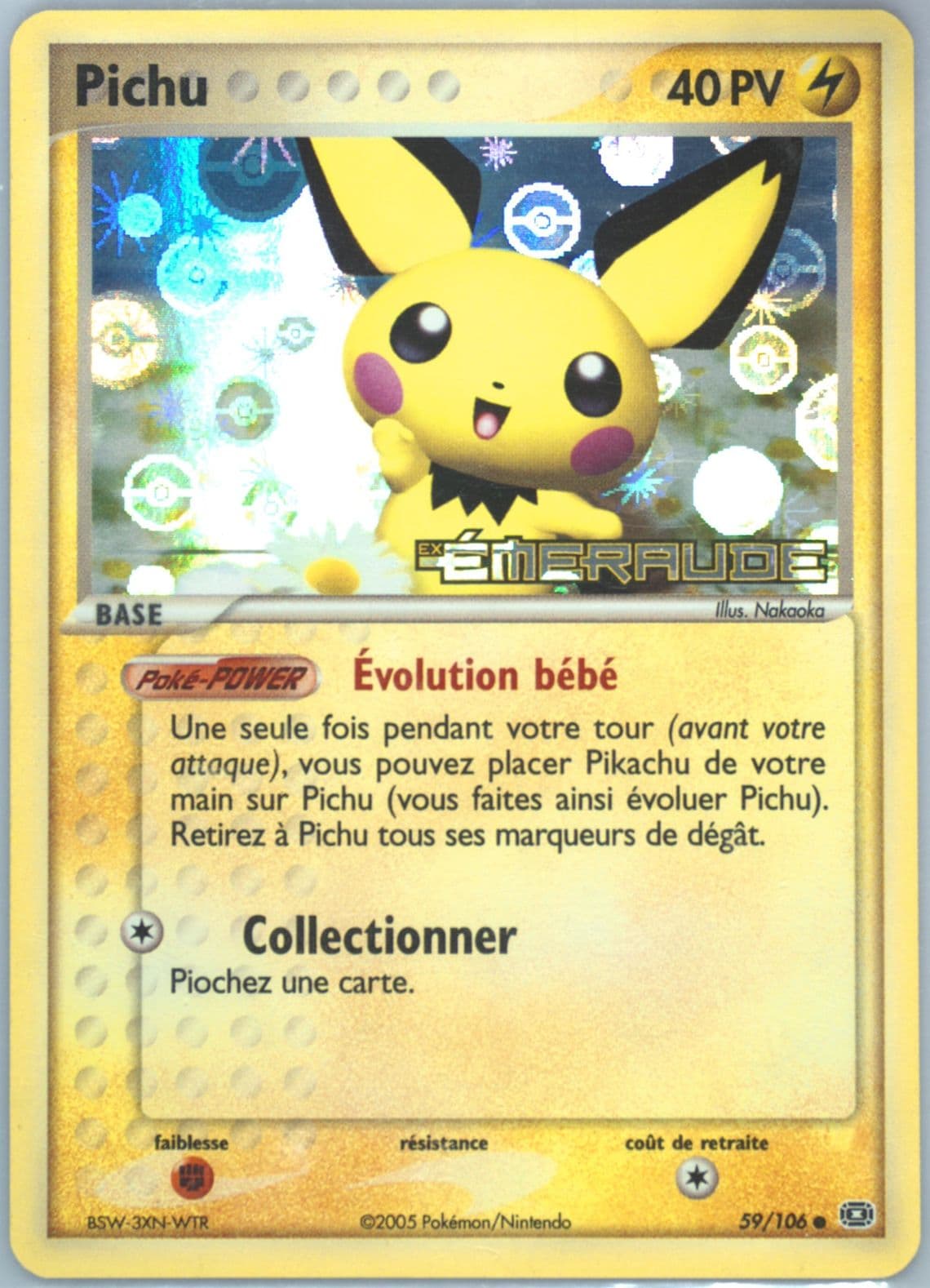 Pichu-Reverse Foil French (59) 2005 Pokemon EX Emerald