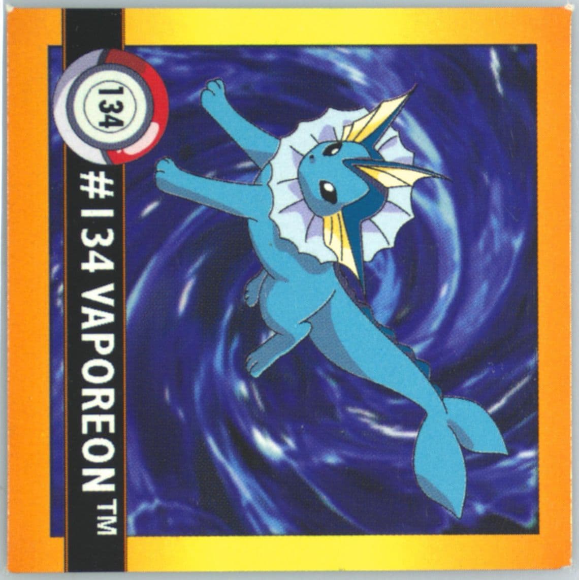 Vaporeon (134) 1999 Pokemon Stickers Series 1