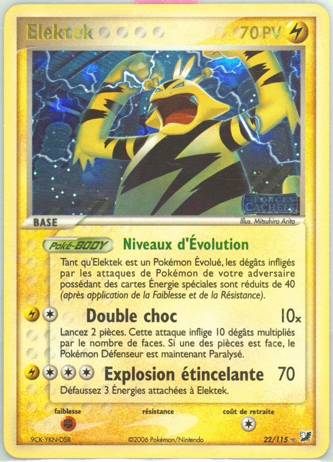 Elektek-Reverse Foil (22) 2006 Pokemon French EX Unseen Forces