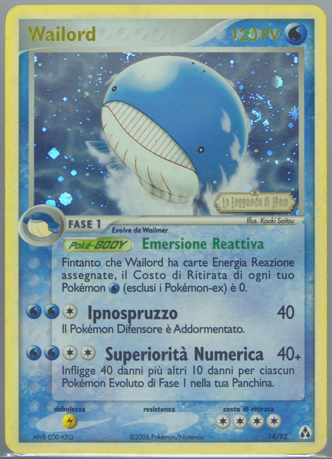 Wailord-Reverse Foil Italian (14) 2006 Pokemon EX Legend Maker