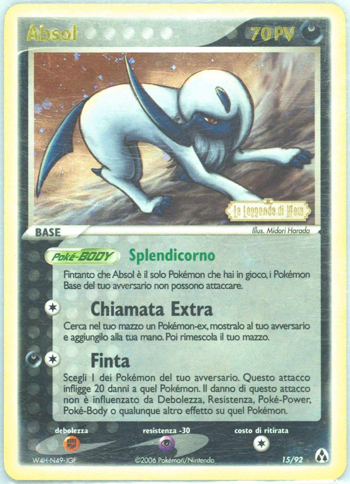 Absol-Reverse Foil Italian (15) 2006 Pokemon EX Legend Maker