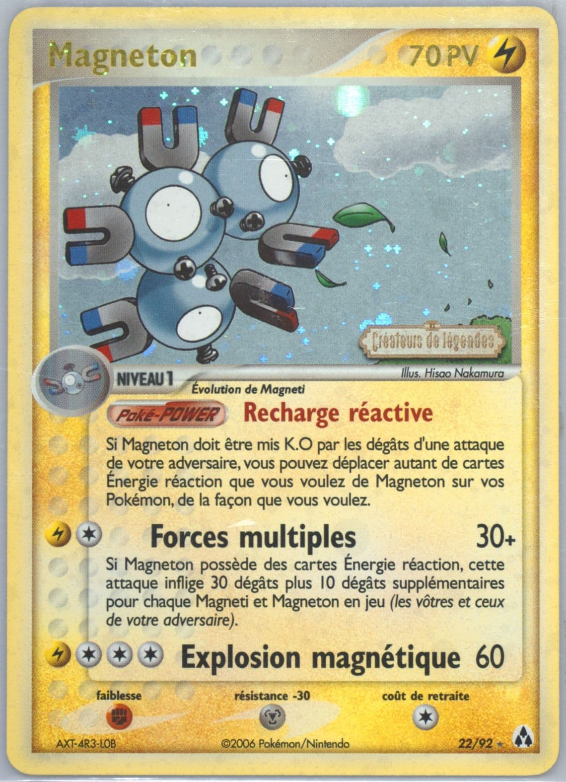Magneton-Reverse Foil French (22) 2006 Pokemon EX Legend Maker