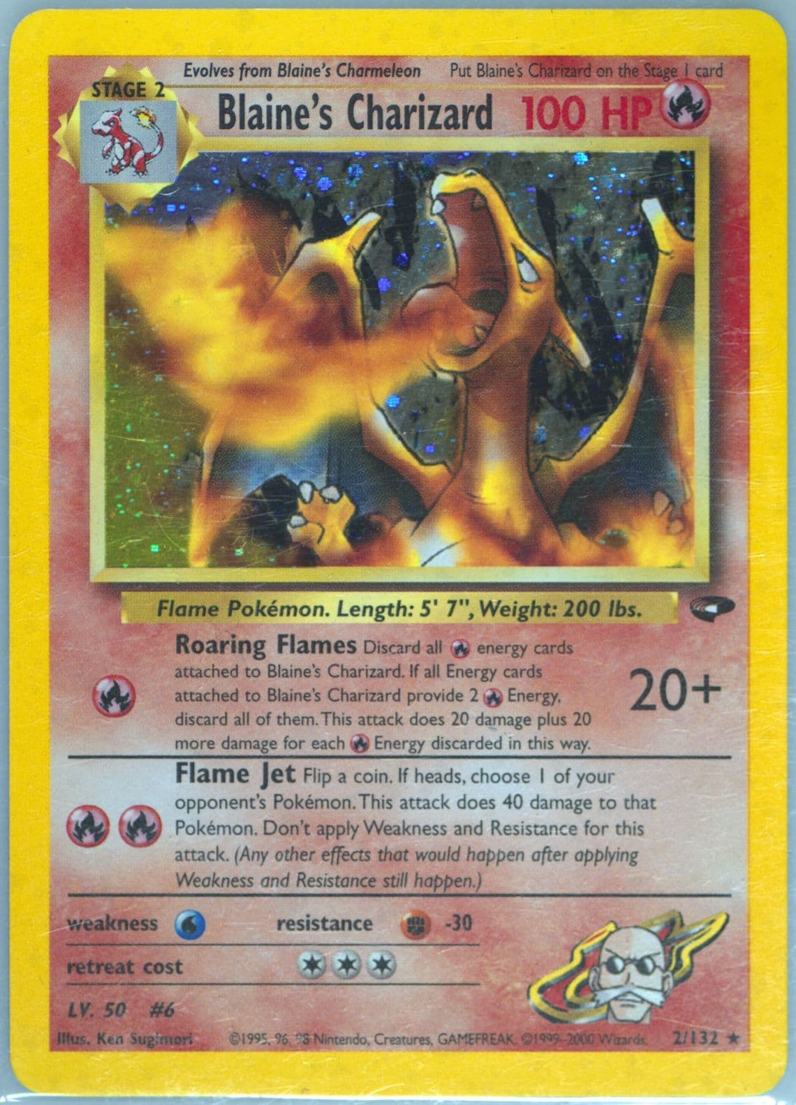 Blaine's Charizard Holo-Corrected Symbol (2) 2000 Pokemon Gym Challenge