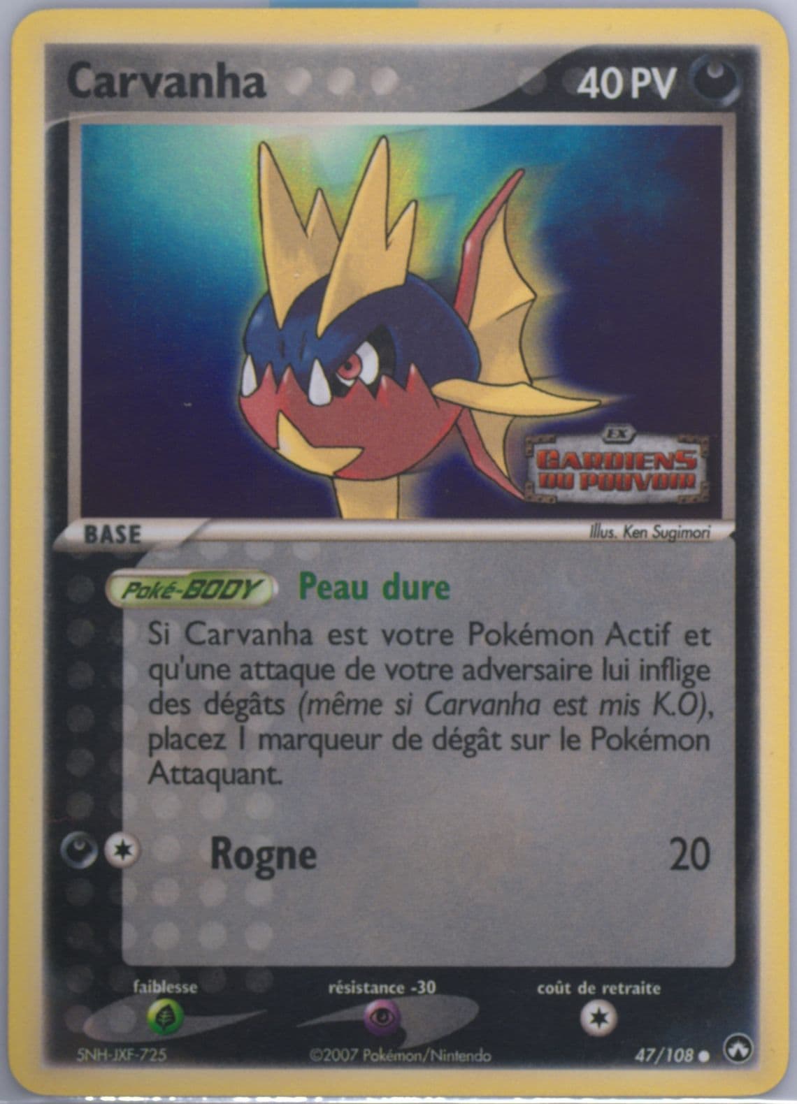 Carvanha-Reverse Foil French (47) 2007 Pokemon EX Power Keepers