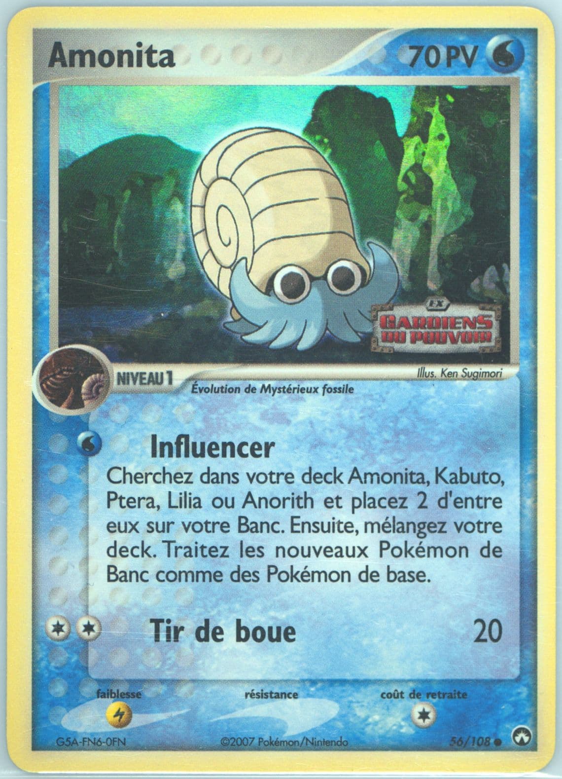 Amonita-Reverse Foil French (56) 2007 Pokemon EX Power Keepers