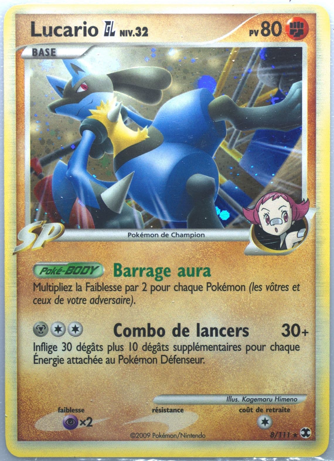 Lucario GL-Holo French (8) 2009 Pokemon Platinum Rising Rivals
