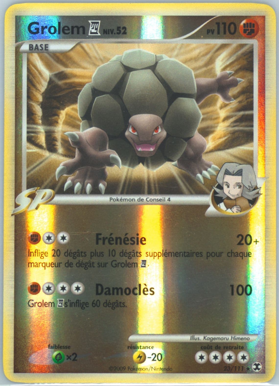 Grolem 4-Reverse Foil French (23) 2009 Pokemon Platinum Rising Rivals