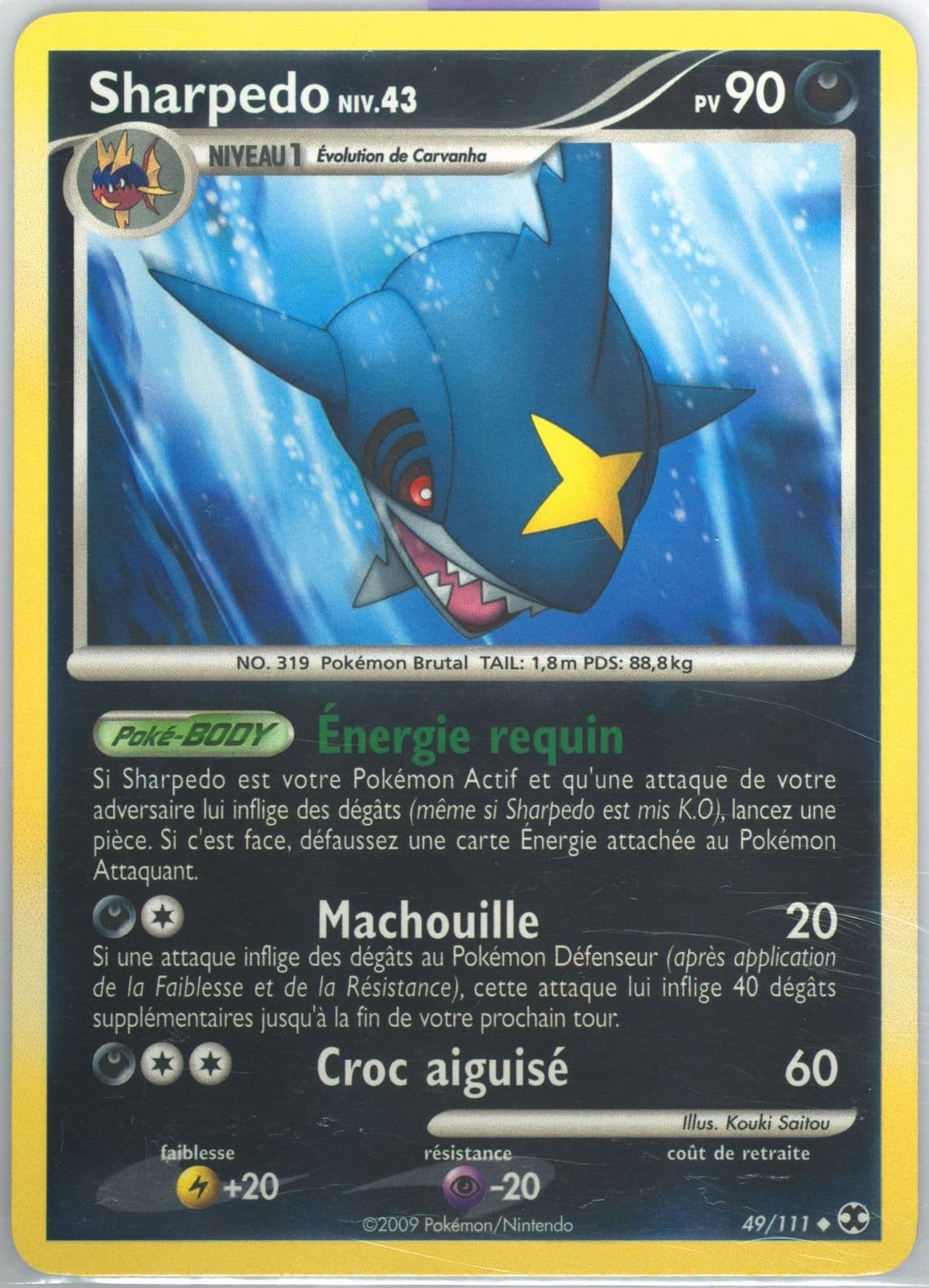 Sharpedo-Reverse Foil French (49) 2009 Pokemon Platinum Rising Rivals