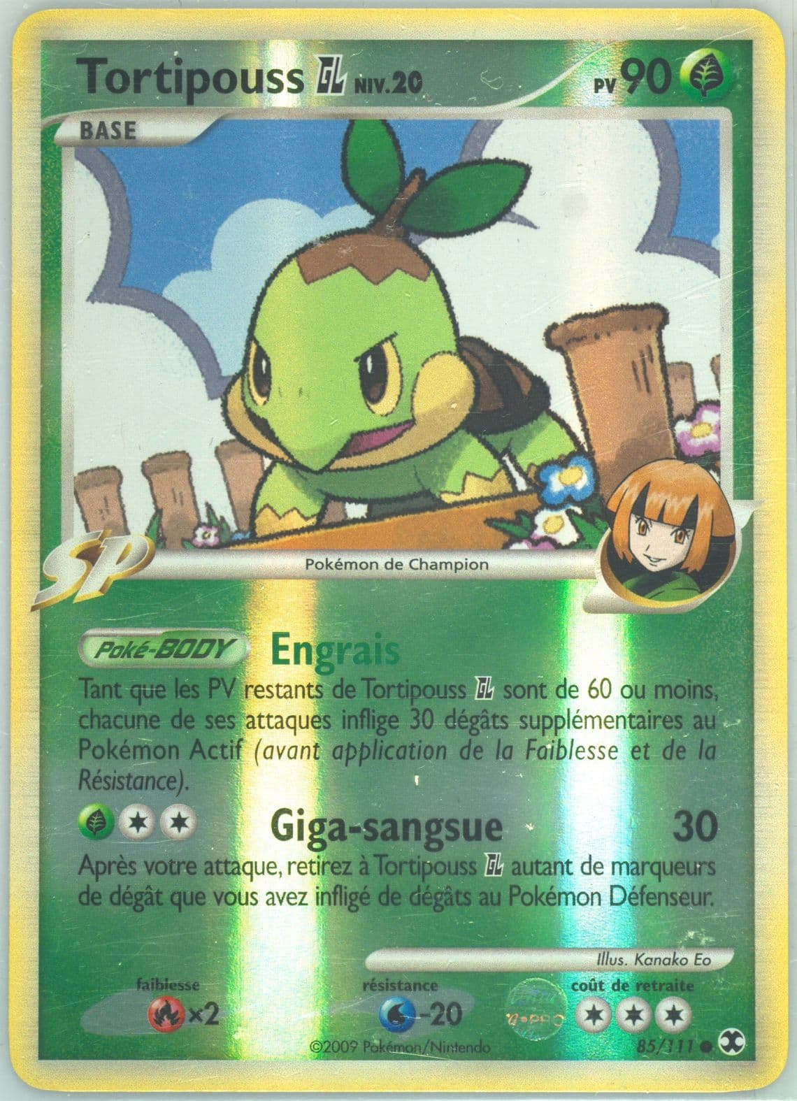 Tortipouss GL-Reverse Foil French (85) 2009 Pokemon Platinum Rising Rivals