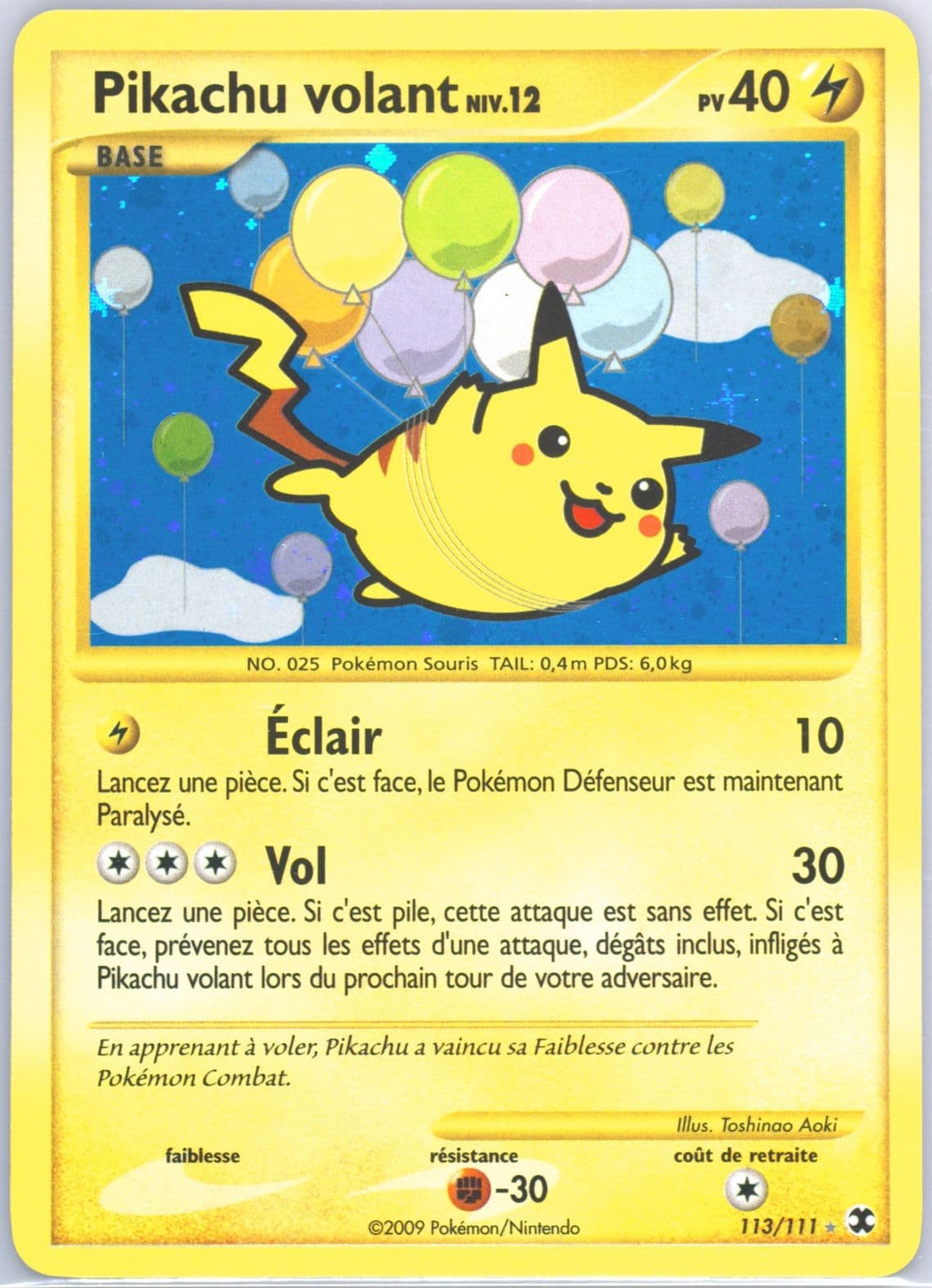 Pikachu Volant-Holo French (113) 2009 Pokemon Platinum Rising Rivals