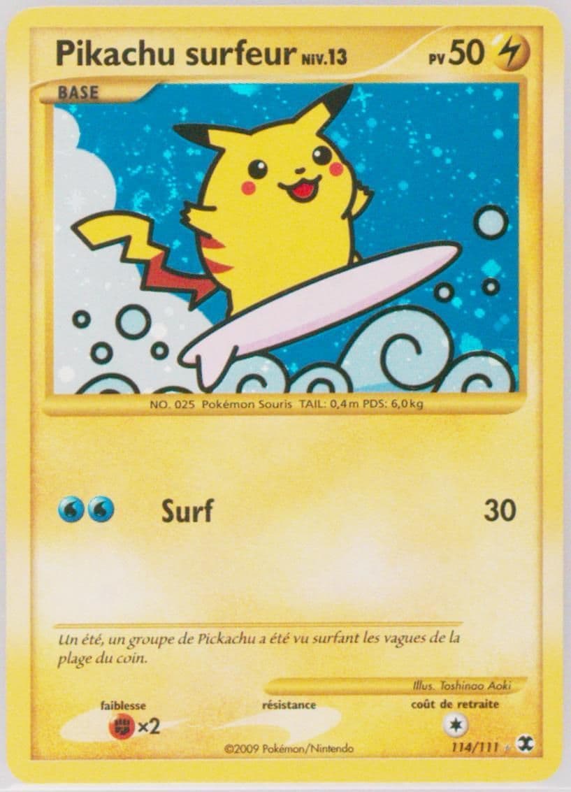 Pikachu Surfeur-Holo French (114) 2009 Pokemon Platinum Rising Rivals