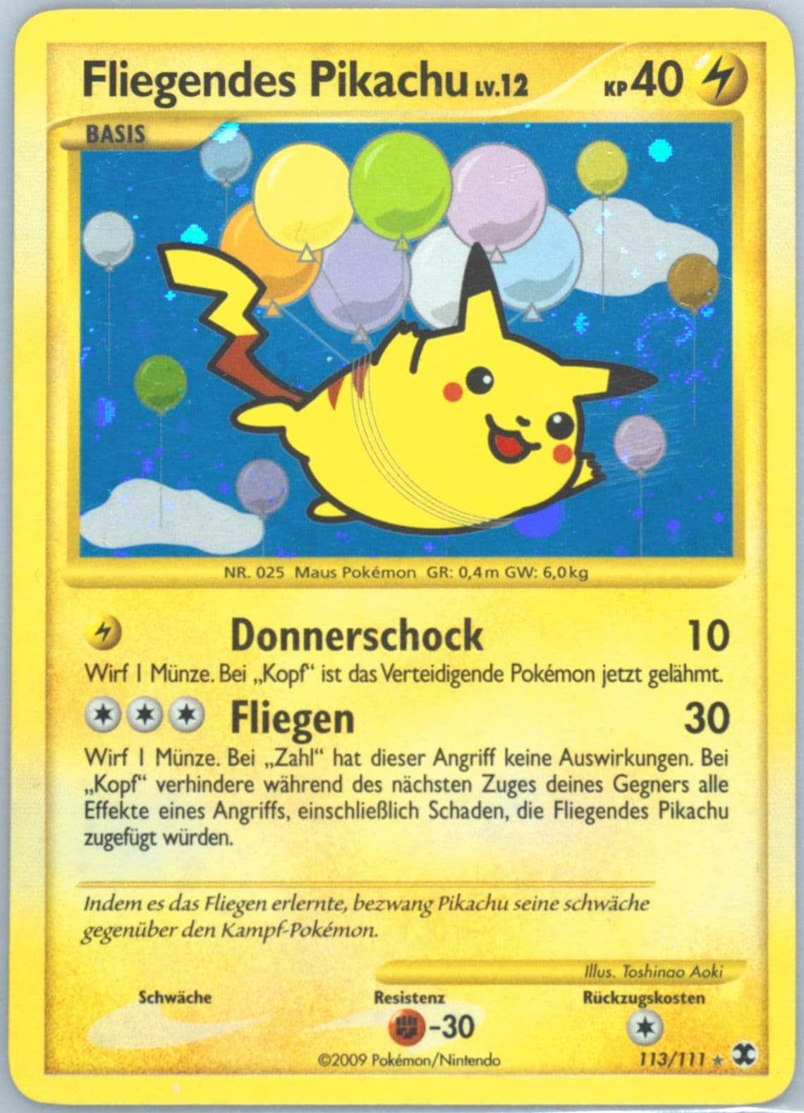 Fliegendes Pikachu-Holo German (113) 2009 Pokemon Platinum Rising Rivals