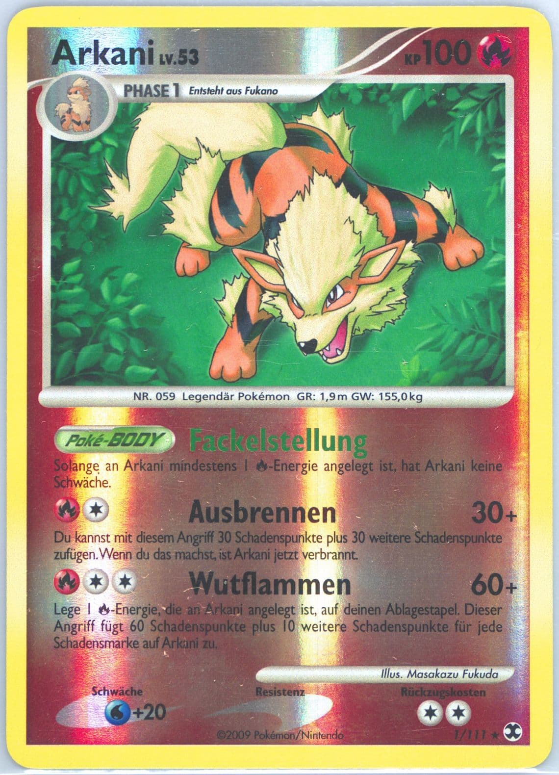 Arkani-Reverse Foil German (1) 2009 Pokemon Platinum Rising Rivals