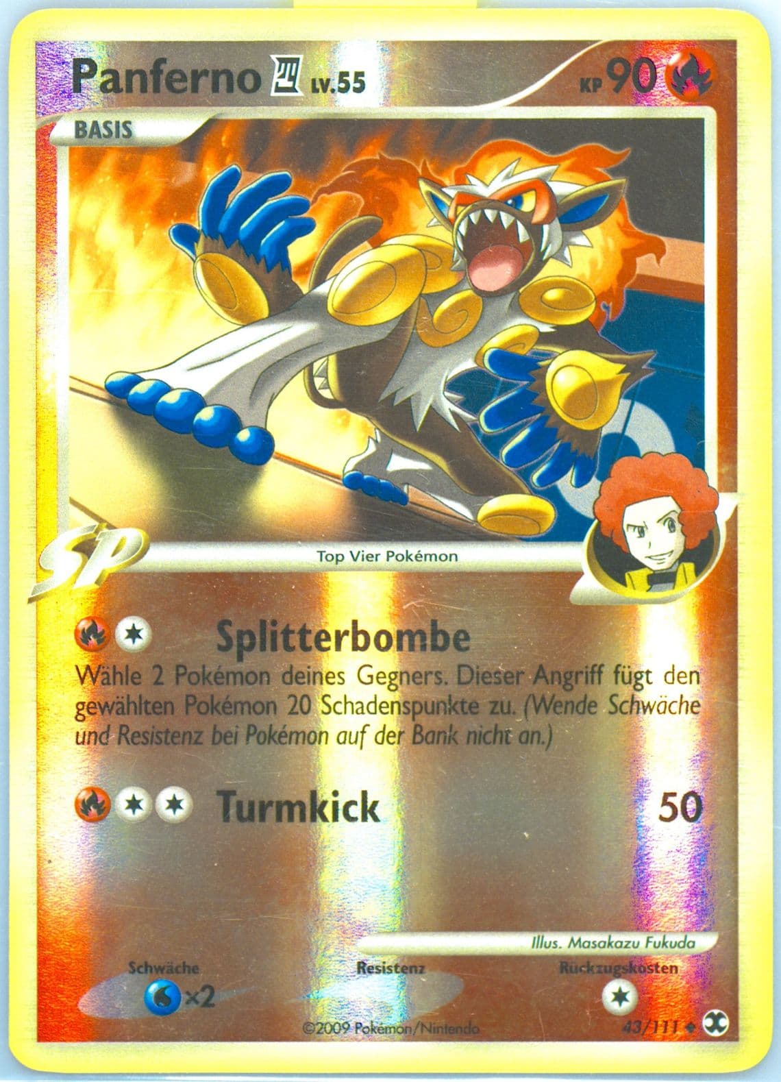 Panferno 4-Reverse Foil German (43) 2009 Pokemon Platinum Rising Rivals