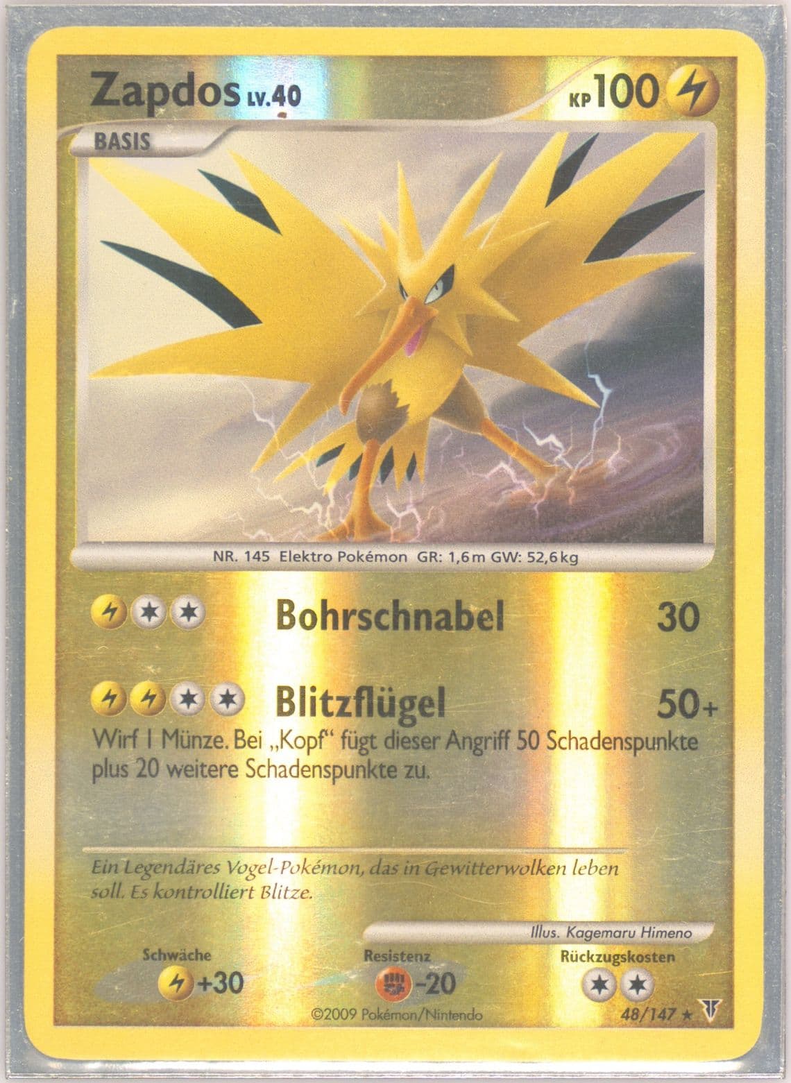Zapdos-Reverse Foil German (48) 2009 Pokemon Platinum Supreme Victors