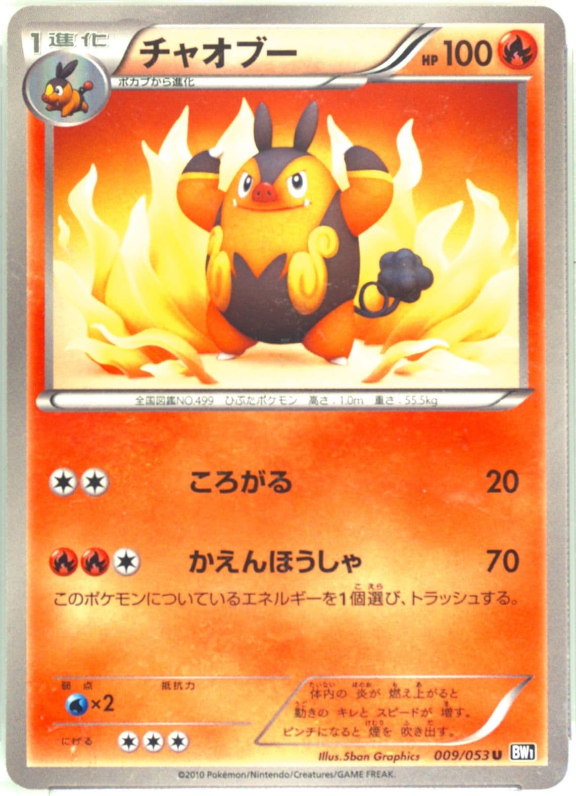 Pignite Black Collection (009) 2010 Pokemon Japanese Black & White