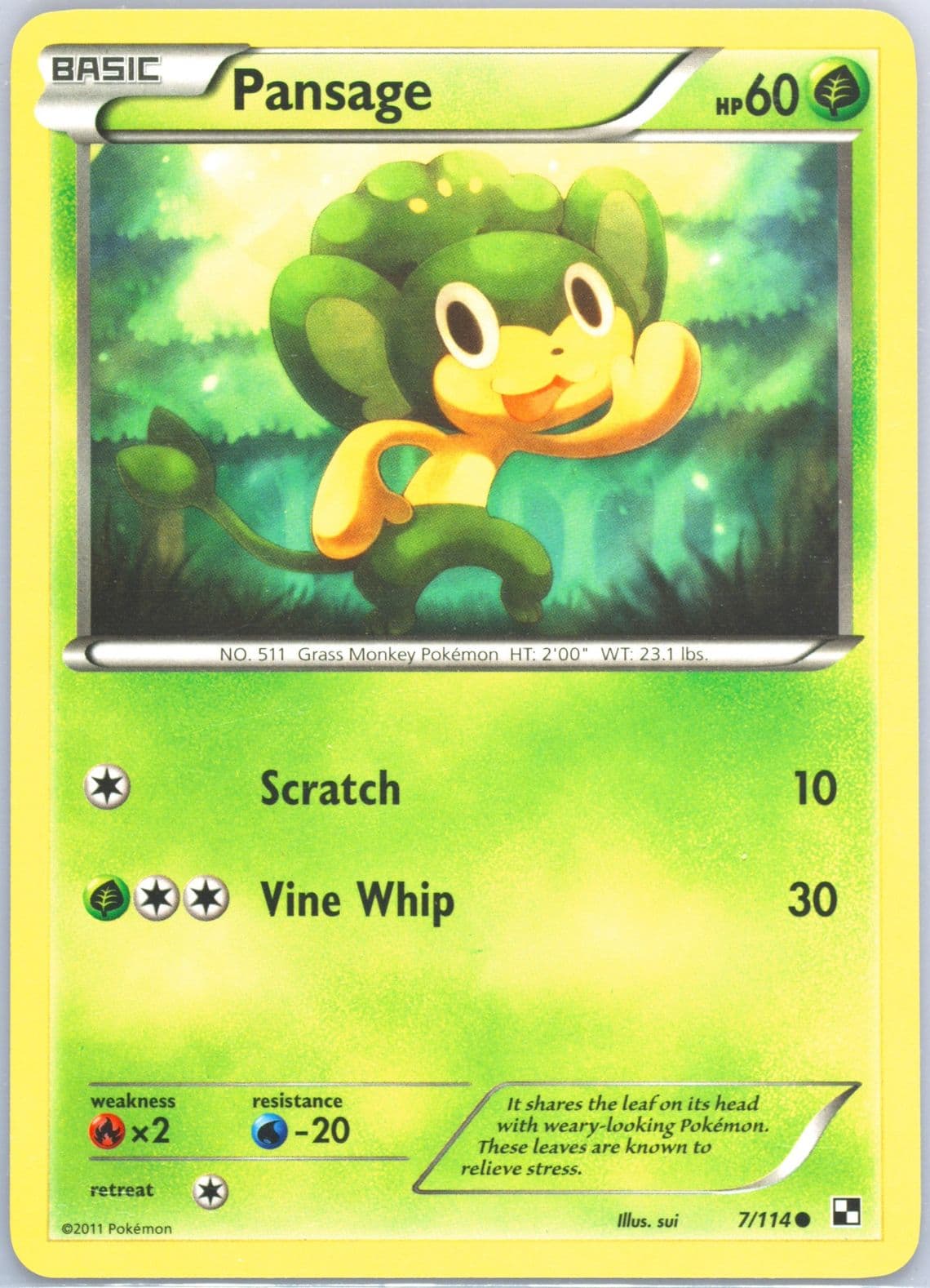 Pansage (7) 2011 Pokemon Black & White