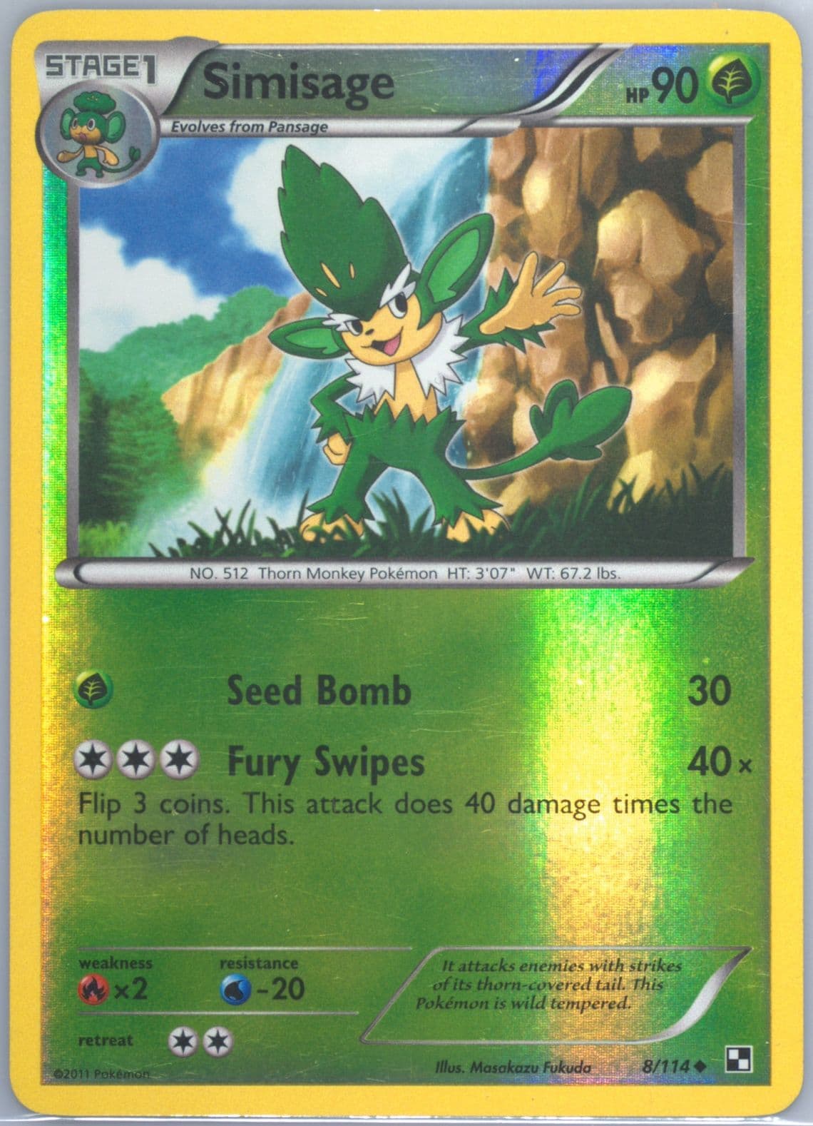 Simisage-Reverse Foil (8) 2011 Pokemon Black & White