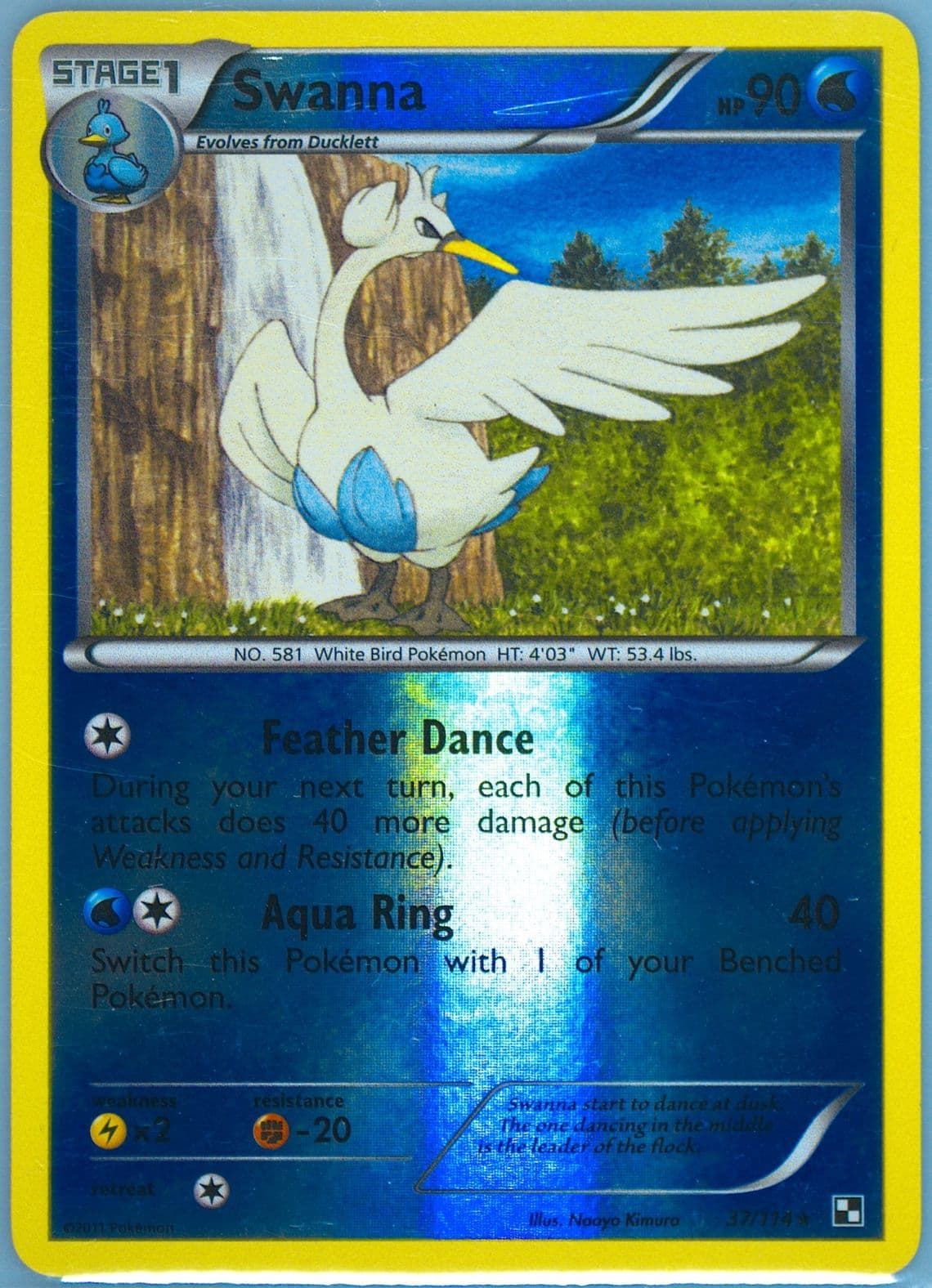 Swanna-Reverse Foil (37) 2011 Pokemon Black & White
