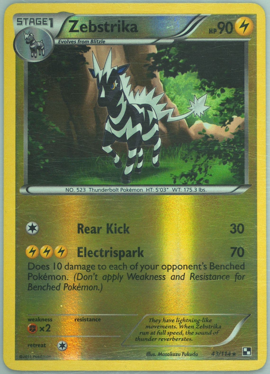 Zebstrika-Reverse Foil (43) 2011 Pokemon Black & White