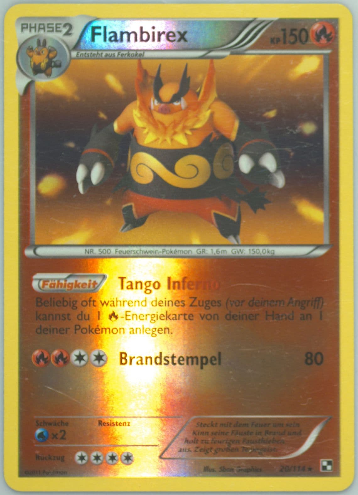 Flambirex-Reverse Foil German (20) 2011 Pokemon Black & White