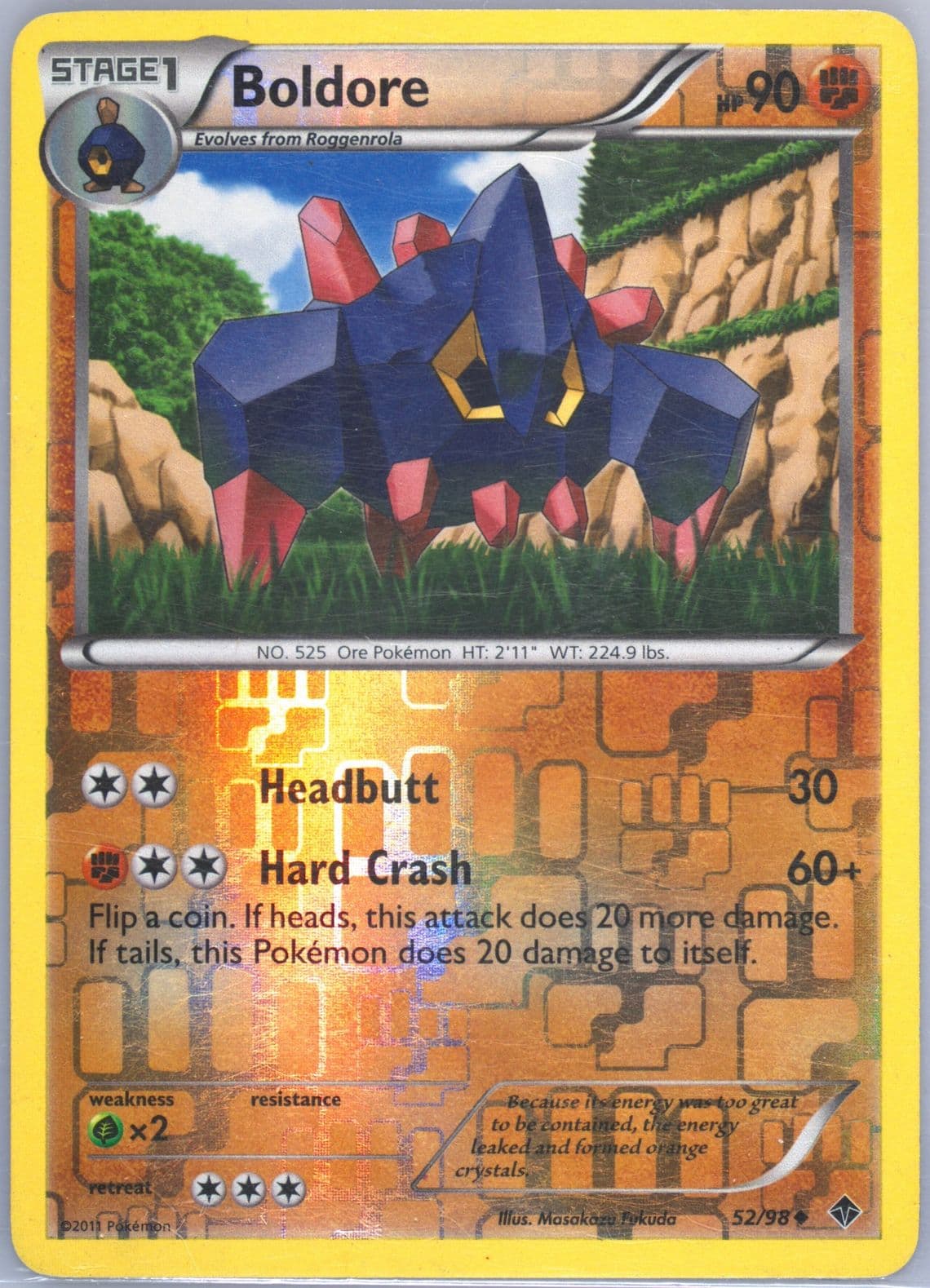 Boldore-Reverse Foil (52) 2011 Pokemon Black & White Emerging Powers