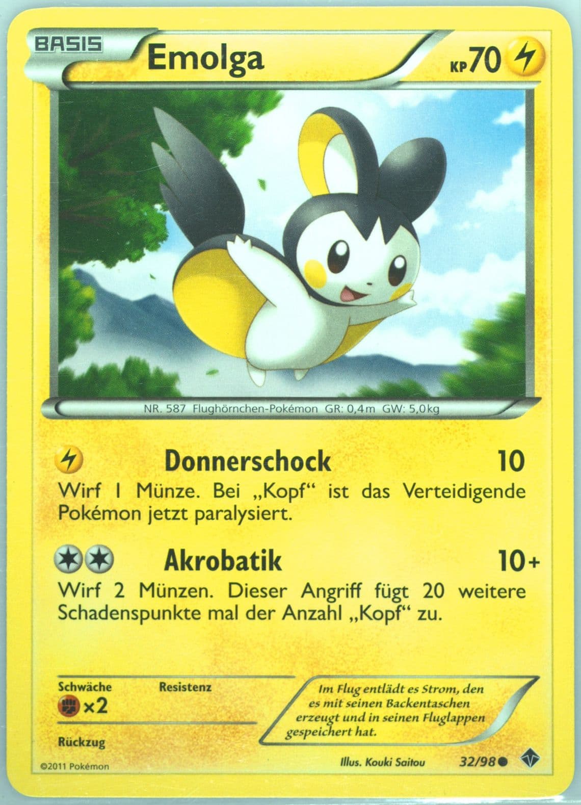 Emolga German (32) 2011 Pokemon Black & White Emerging Powers