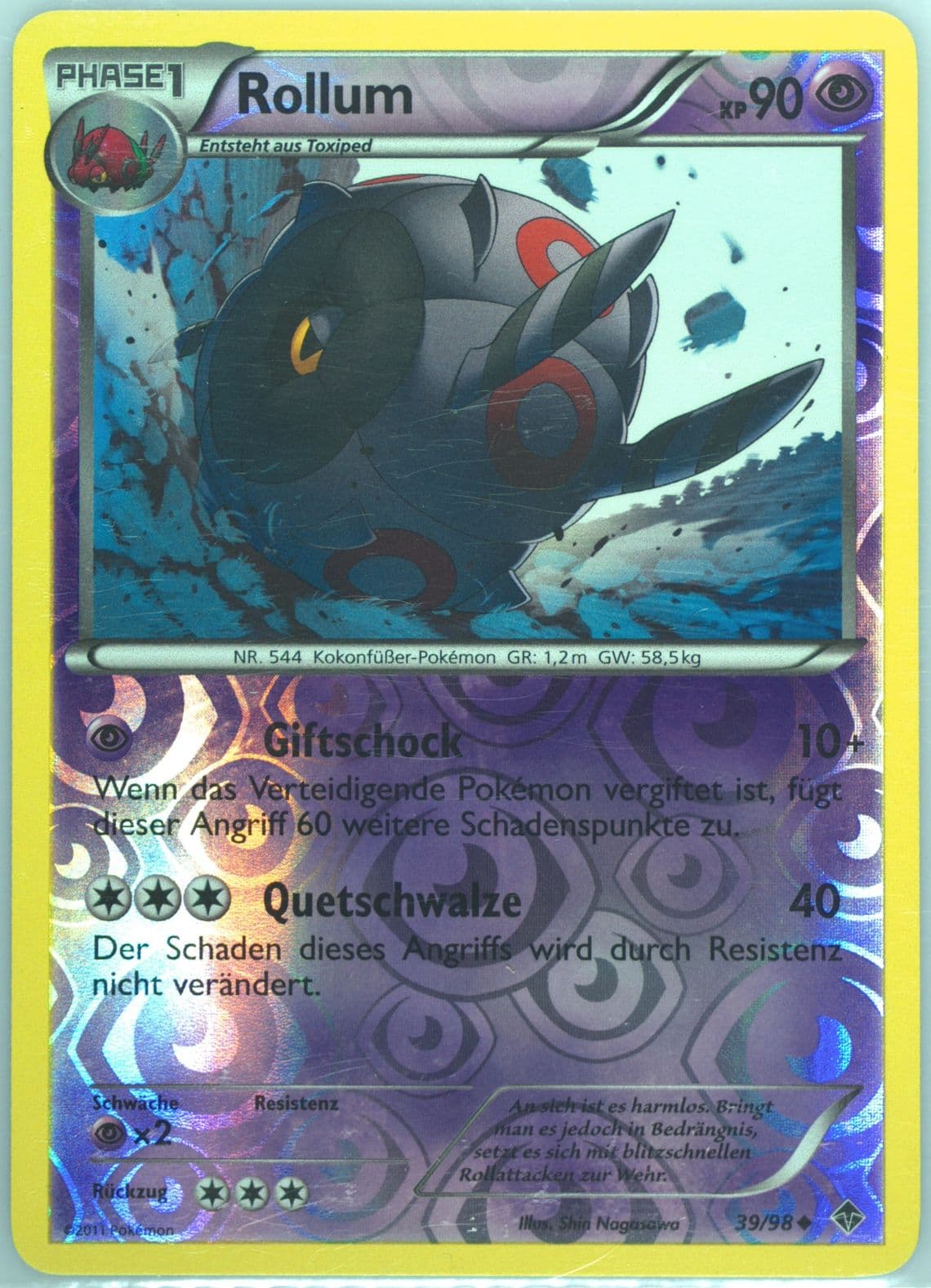 Rollum-Reverse Foil German (39) 2011 Pokemon Black & White Emerging Powers