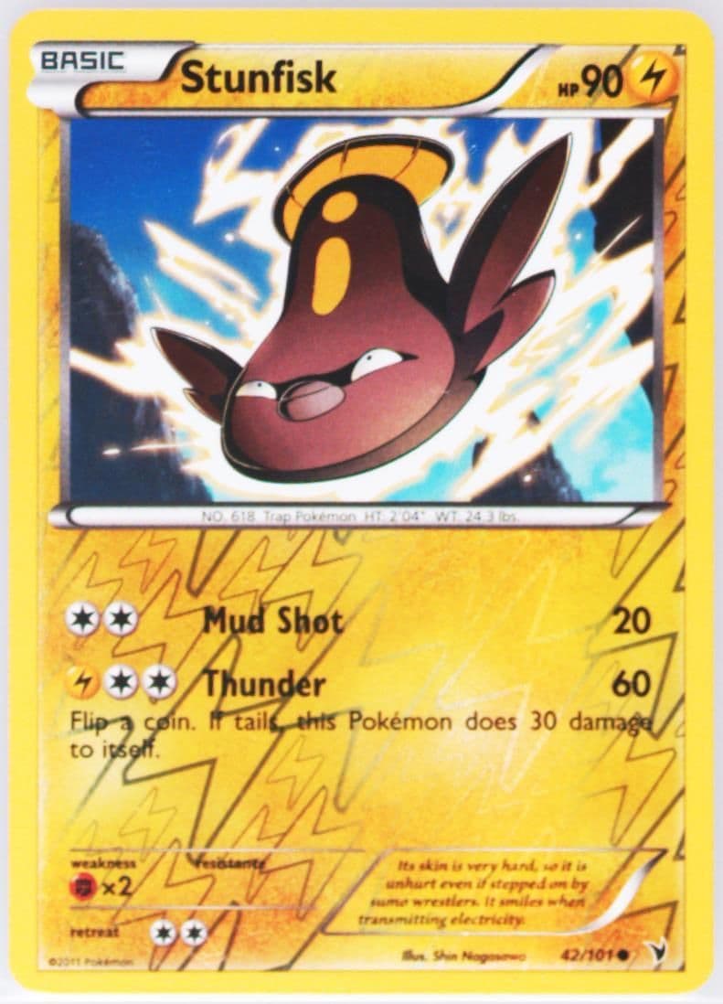 Stunfisk-Reverse Foil (42) 2011 Pokemon Black & White Noble Victories