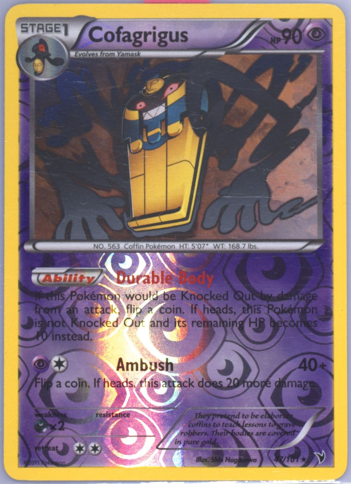 Cofagrigus-Reverse Foil (47) 2011 Pokemon Black & White Noble Victories