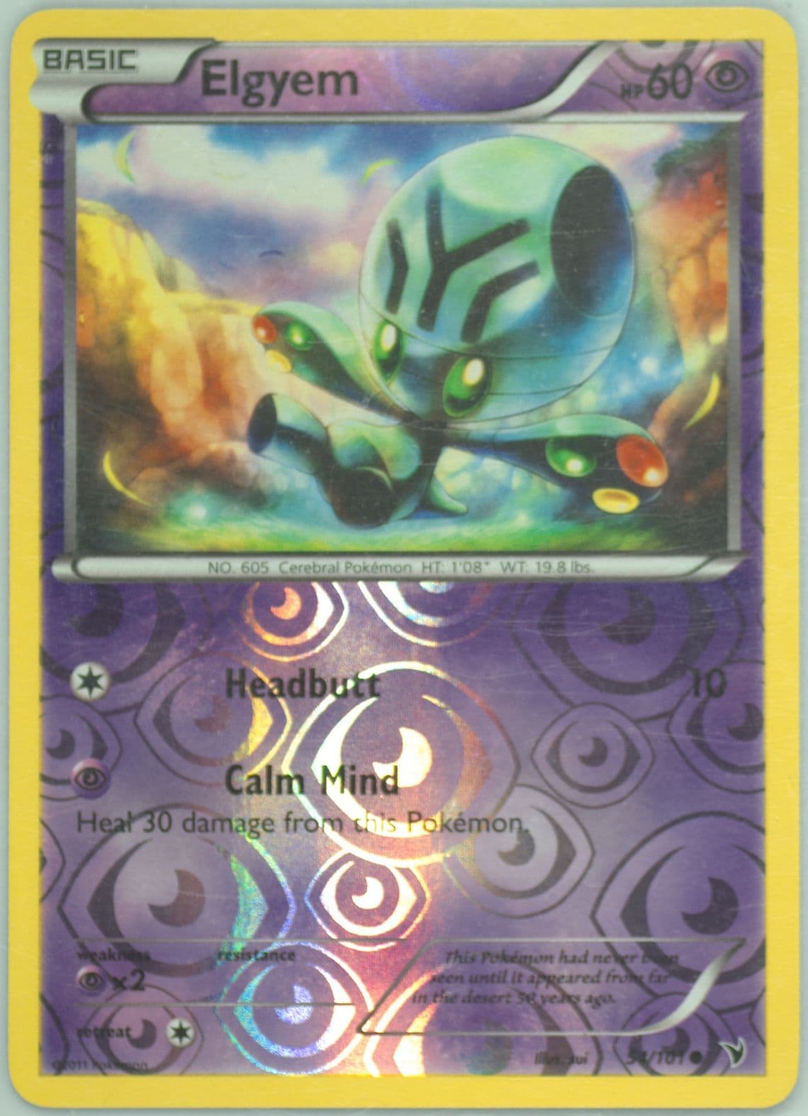 Elgyem-Reverse Foil (54) 2011 Pokemon Black & White Noble Victories