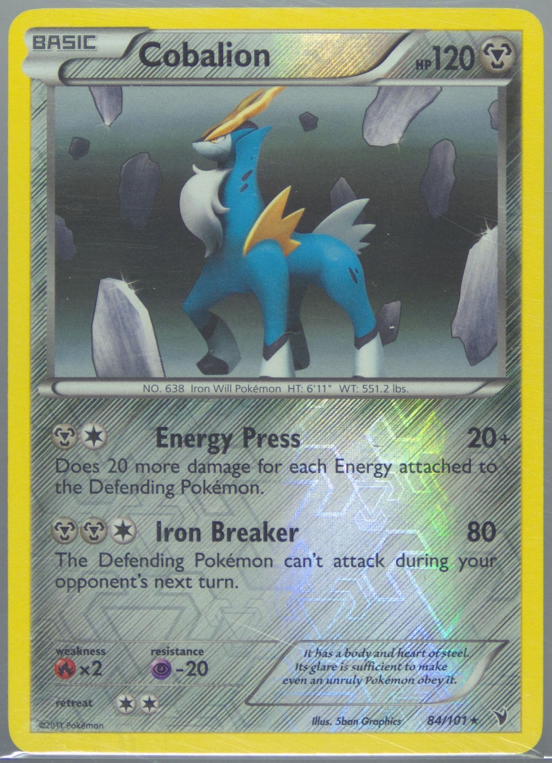 Cobalion-Reverse Foil (84) 2011 Pokemon Black & White Noble Victories