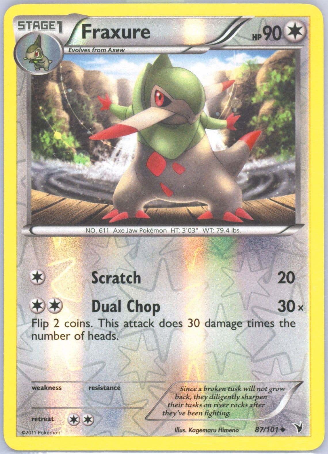 Fraxure-Reverse Foil (87) 2011 Pokemon Black & White Noble Victories