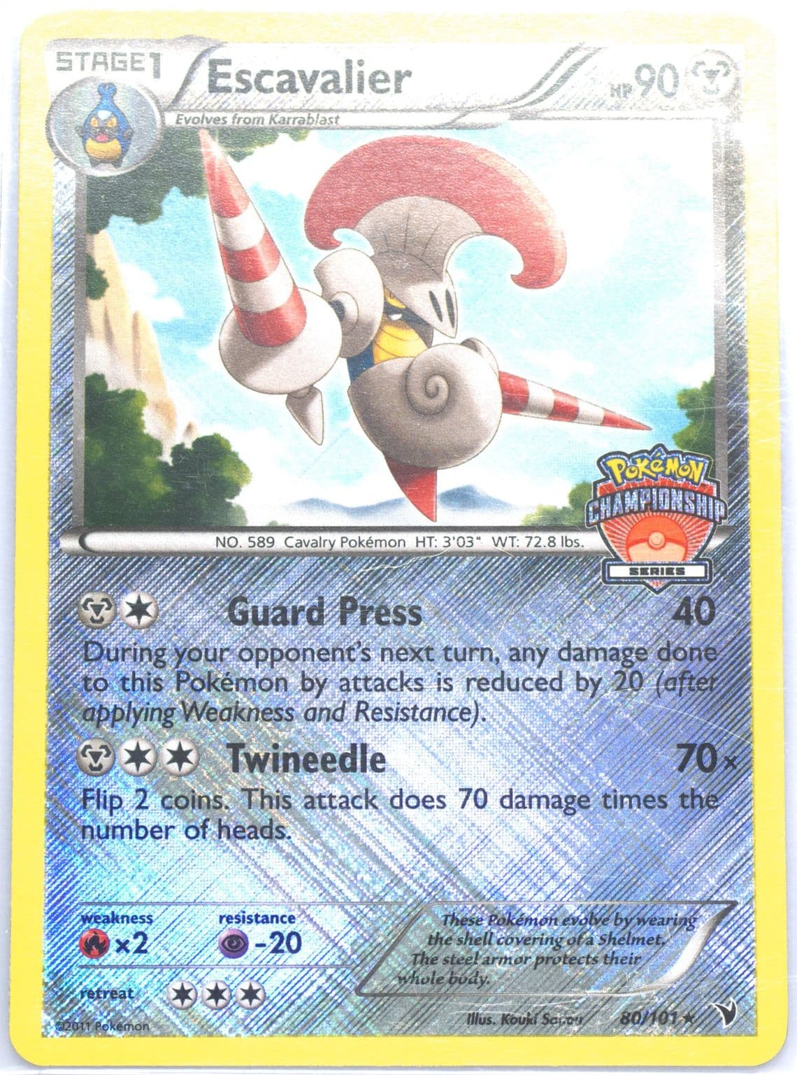 Escavalier-Holo Crosshatch-2011 National Championships (80) 2011 Pokemon Black & White Noble Victories