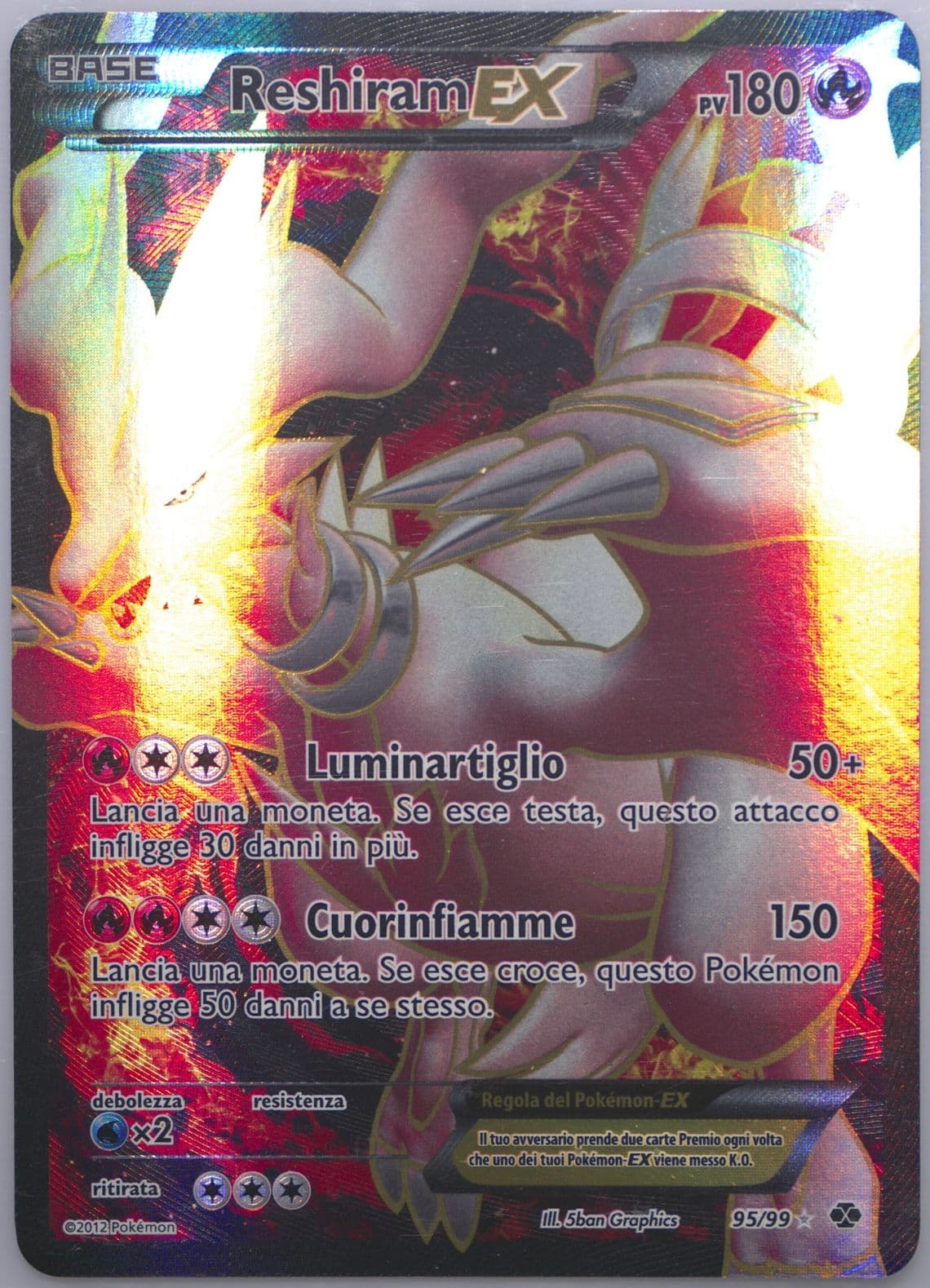 Full Art/Reshiram EX Italian (95) 2012 Pokemon Black & White Next Destinies