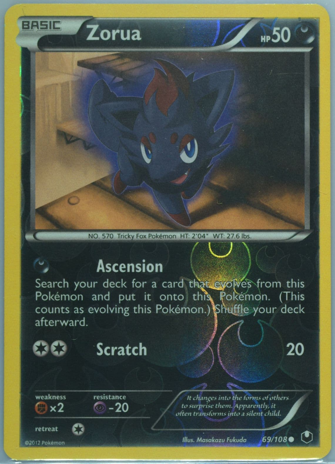 Zorua-Reverse Foil (69) 2012 Pokemon Black & White Dark Explorers