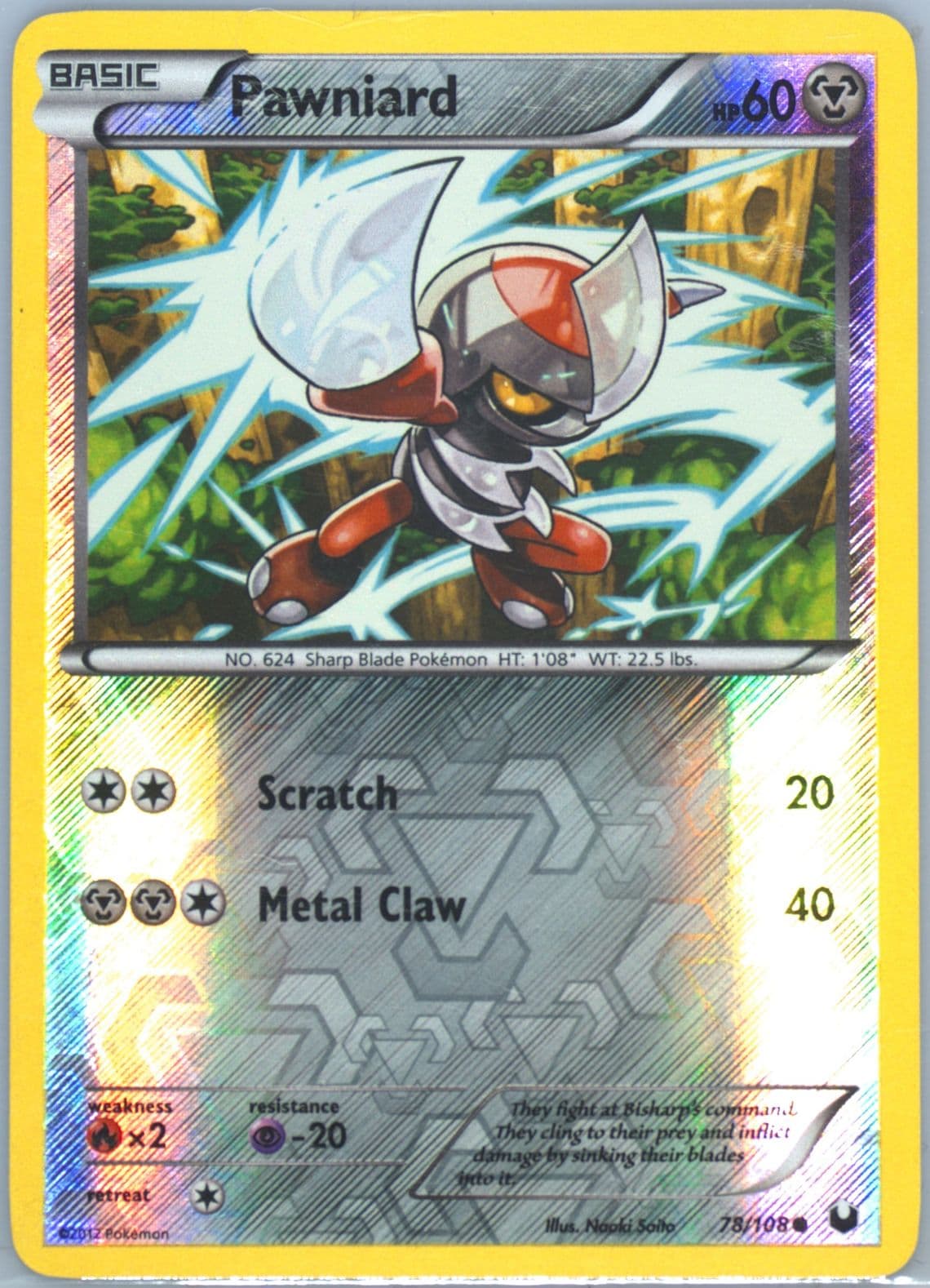 Pawniard-Reverse Foil (78) 2012 Pokemon Black & White Dark Explorers