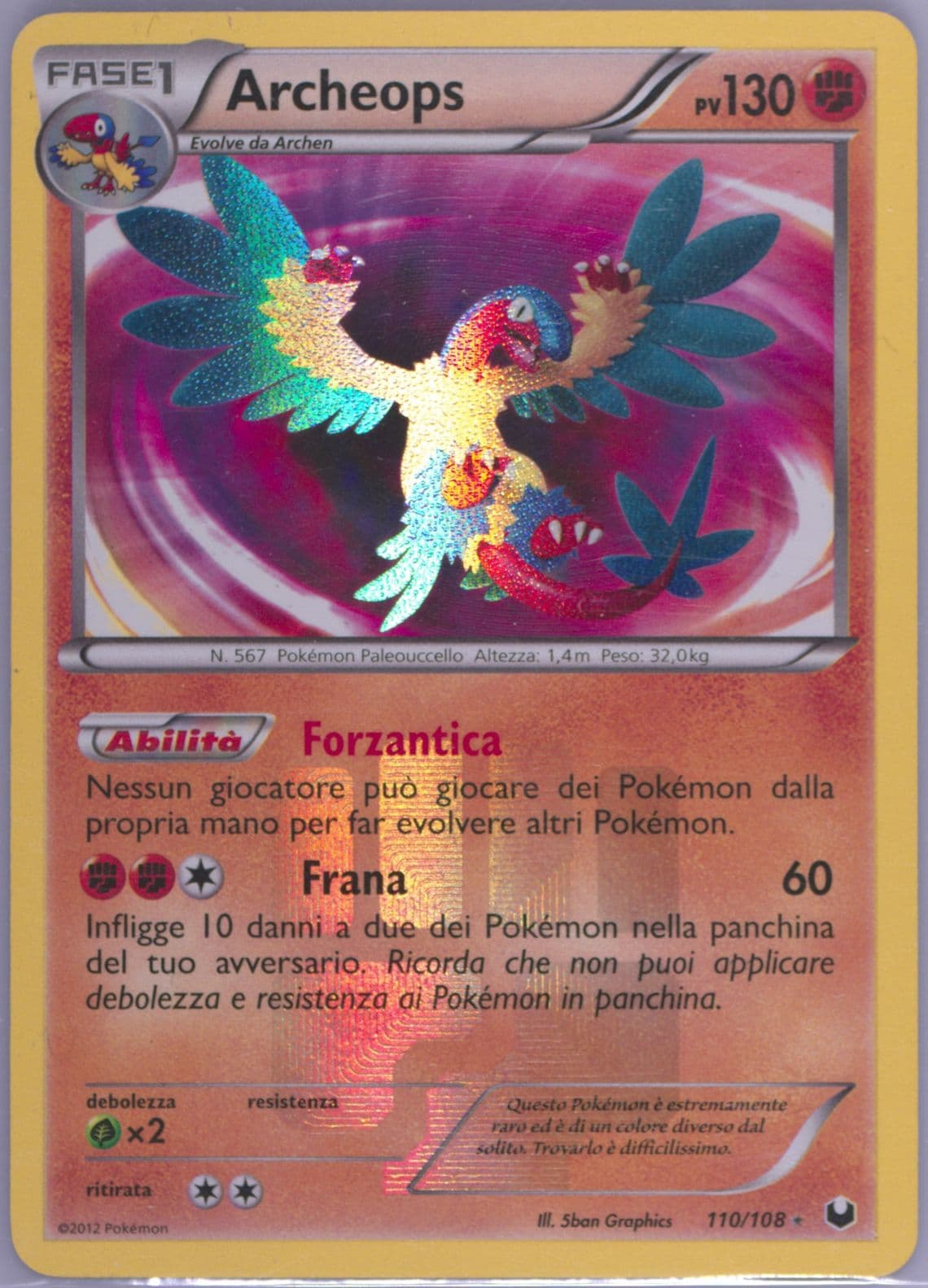 Archeops Italian (110) 2012 Pokemon Black & White Dark Explorers