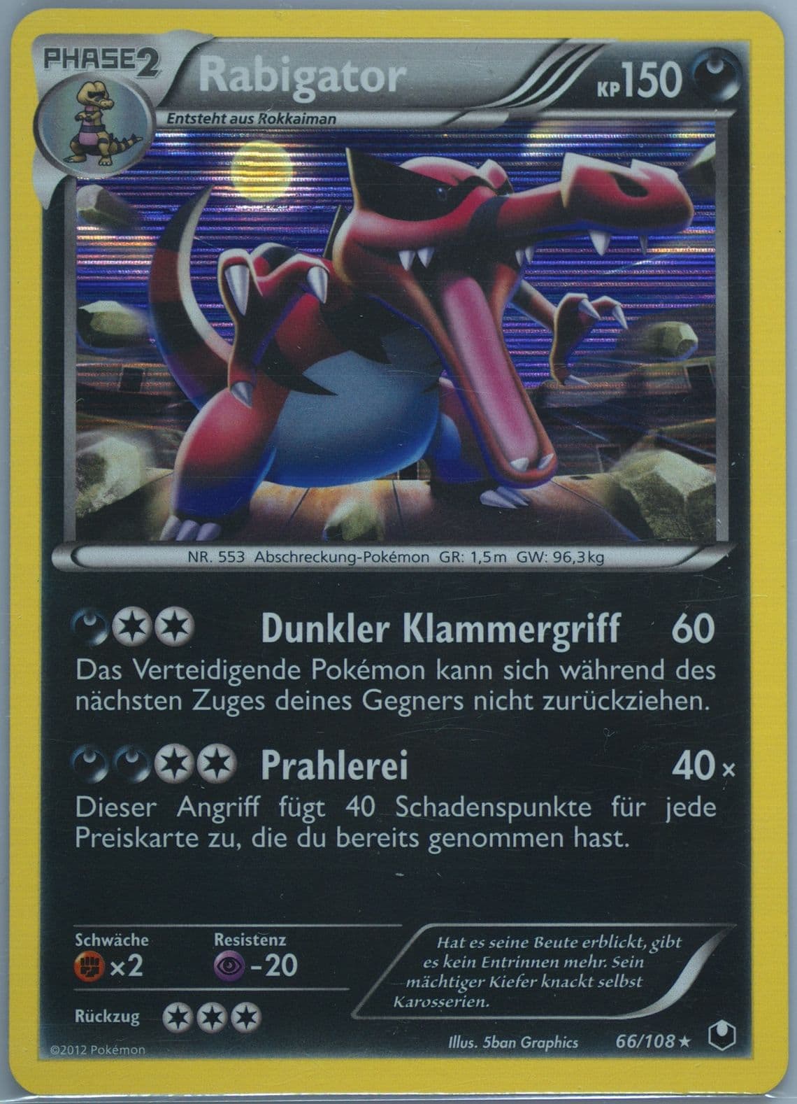 Rabigator-Holo German (66) 2012 Pokemon Black & White Dark Explorers