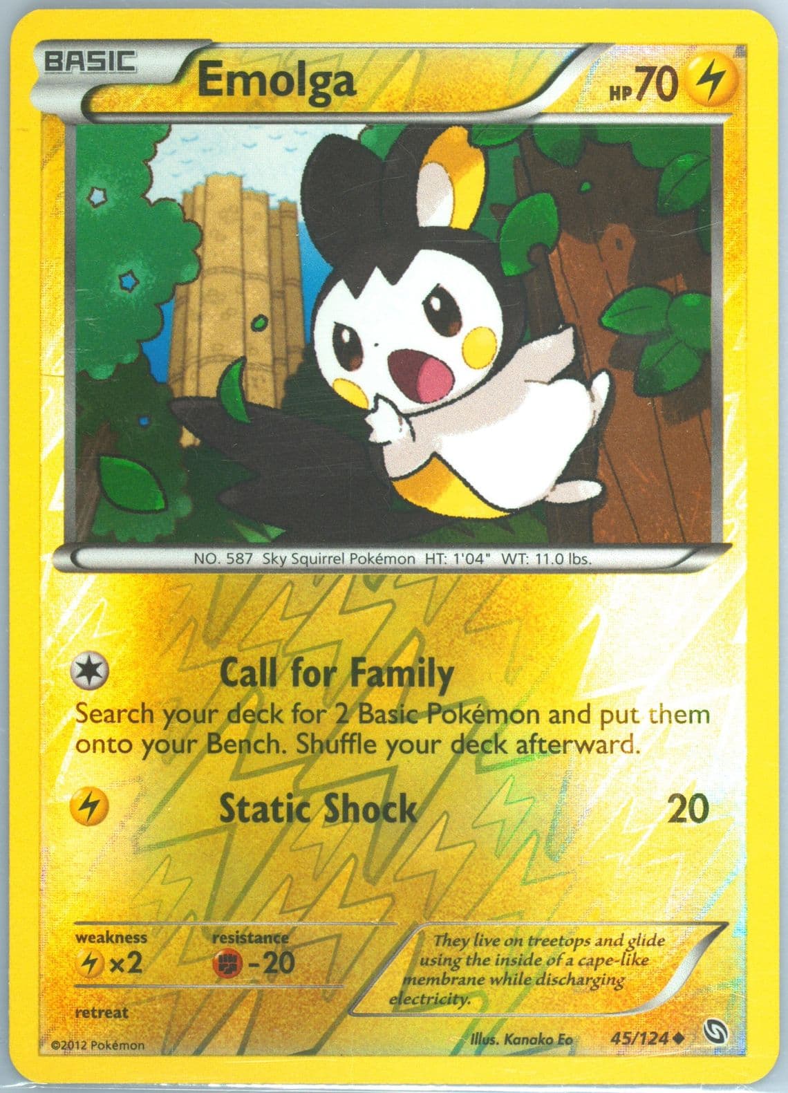 Emolga-Reverse Foil (45) 2012 Pokemon Black & White Dragons Exalted