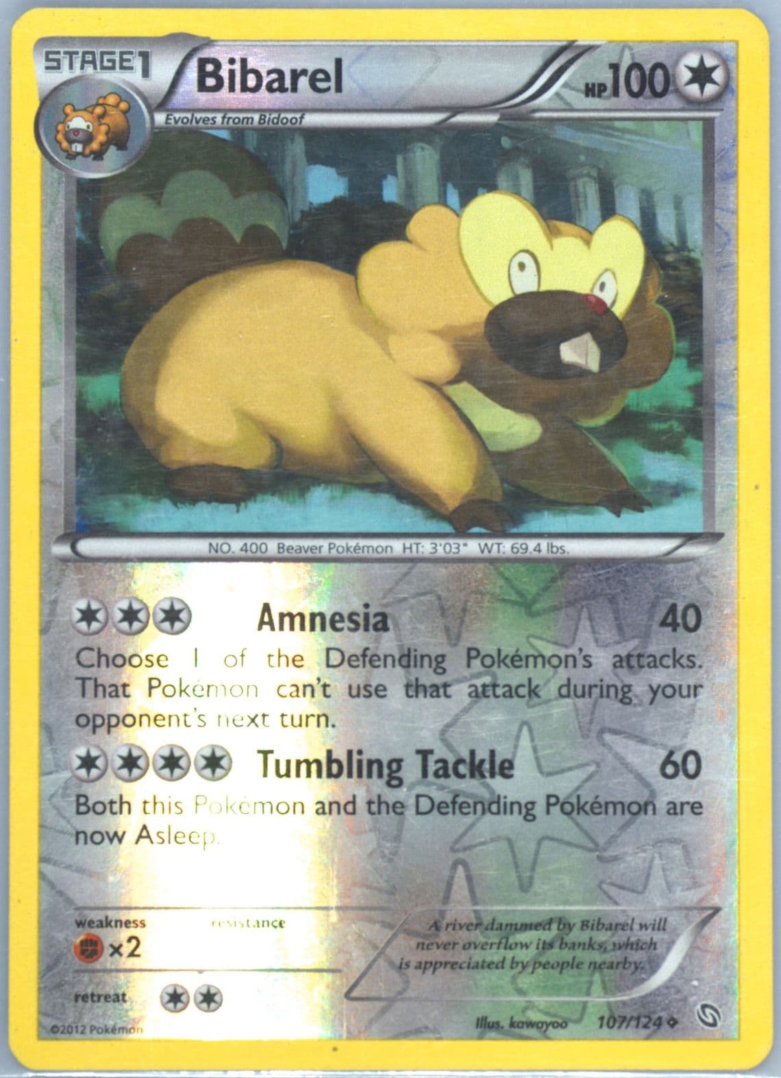 Bibarel-Reverse Foil (107) 2012 Pokemon Black & White Dragons Exalted