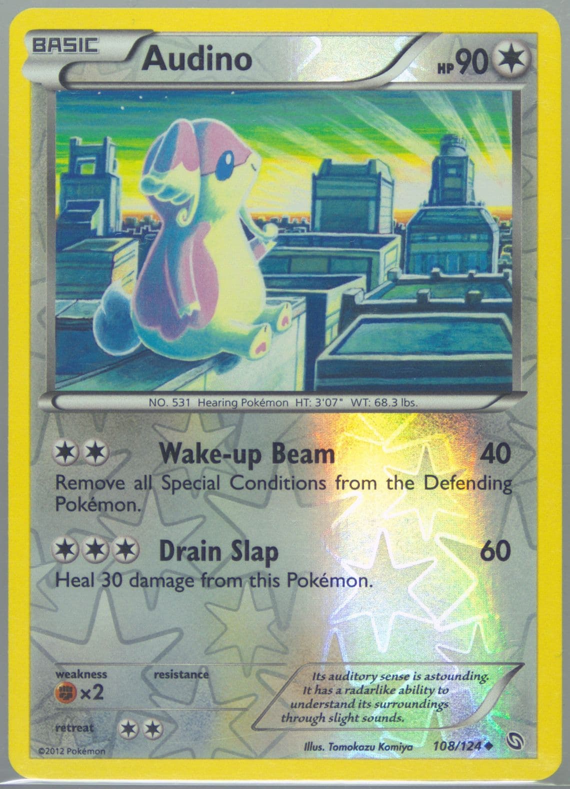 Audino-Reverse Foil (108) 2012 Pokemon Black & White Dragons Exalted