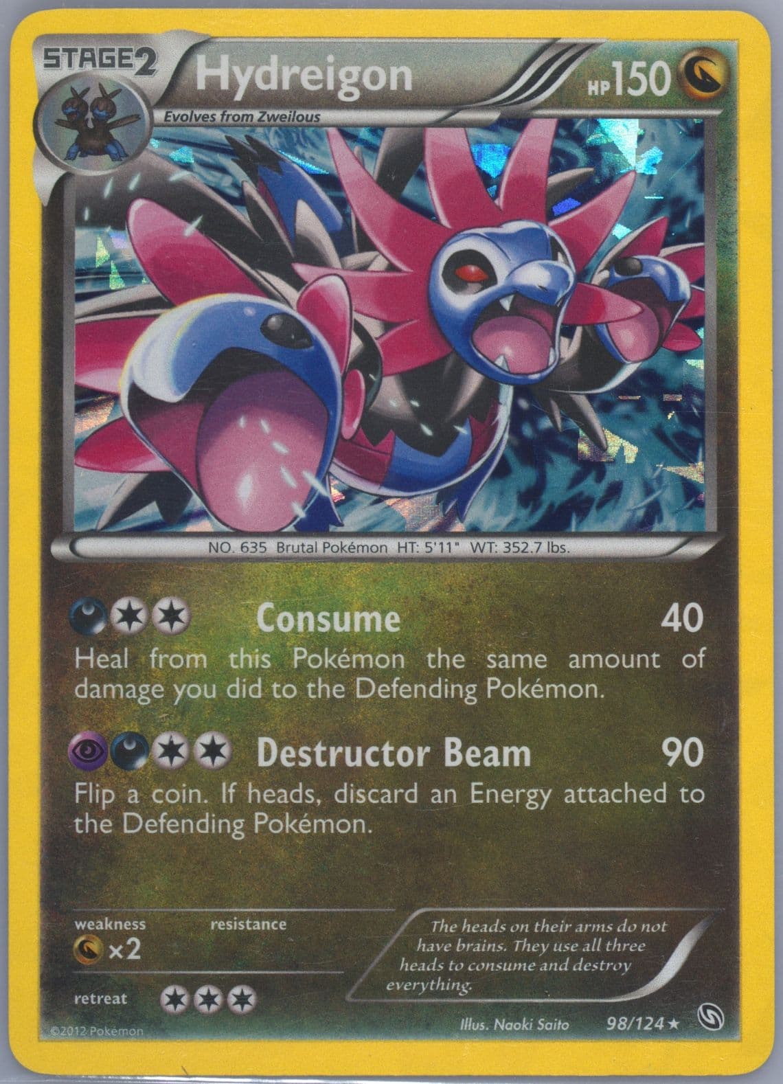 Hydreigon-Holo Cracked Ice (98) 2012 Pokemon Black & White Dragons Exalted