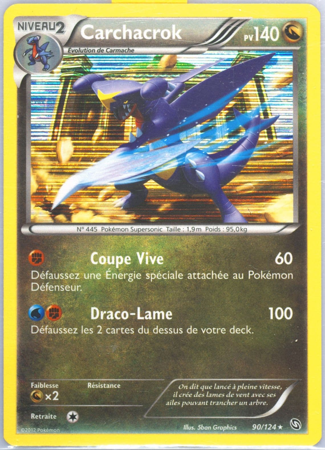 Carchacrok-Holo French (90) 2012 Pokemon Black & White Dragons Exalted