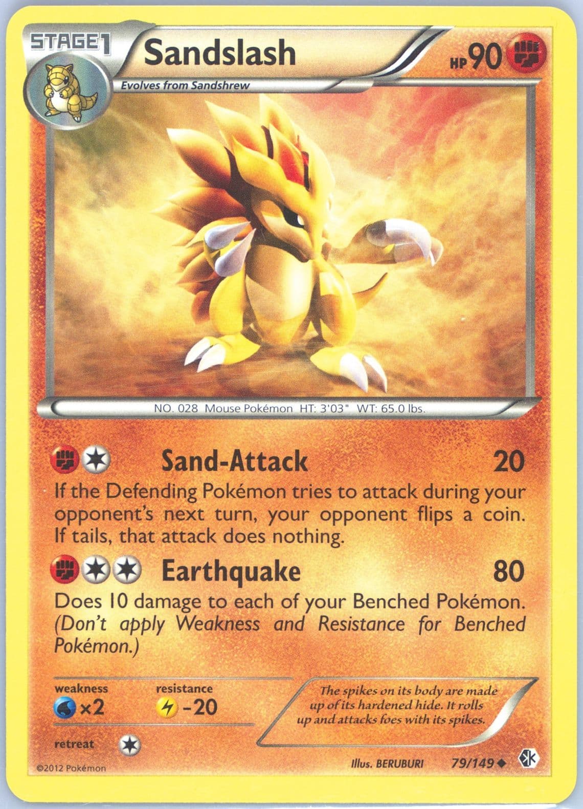 Sandslash (79) 2012 Pokemon Black & White Boundaries Crossed