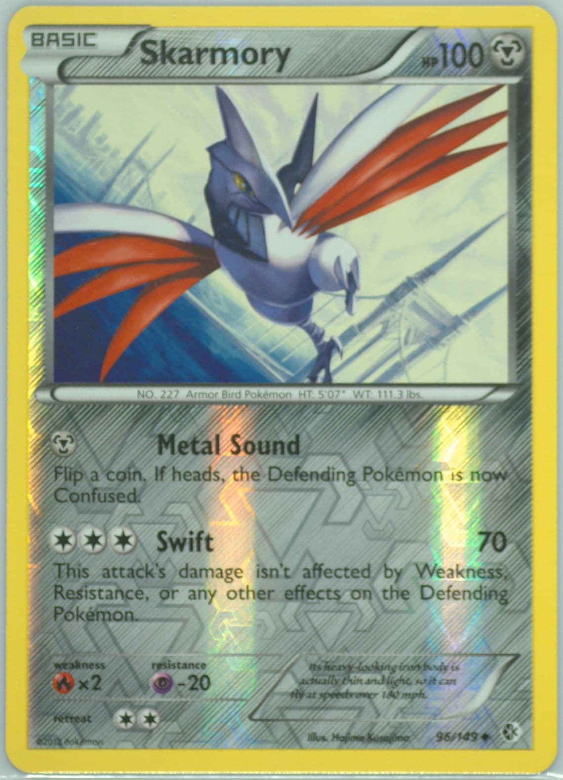Skarmory-Reverse Foil (96) 2012 Pokemon Black & White Boundaries Crossed