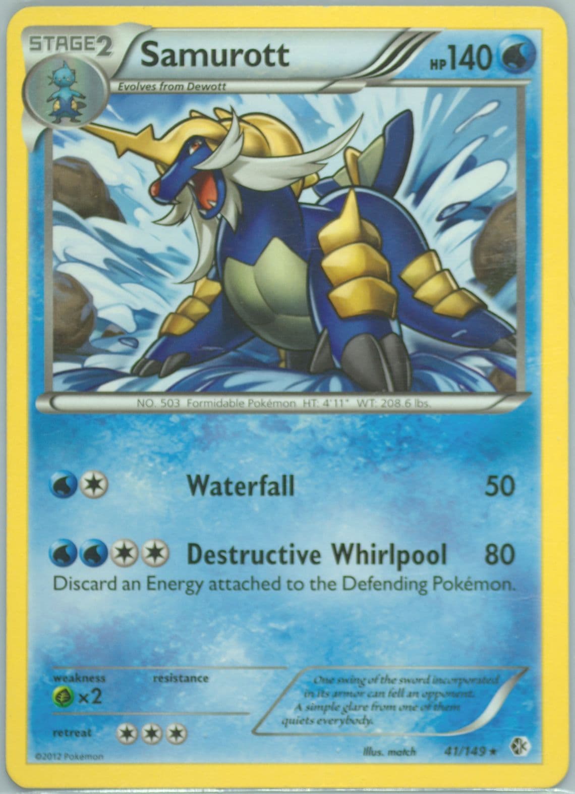 Samurott Cold Fire Theme Deck (41) 2012 Pokemon Black & White Boundaries Crossed